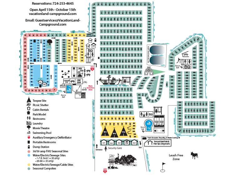 Site Map of Vacationland Campground
